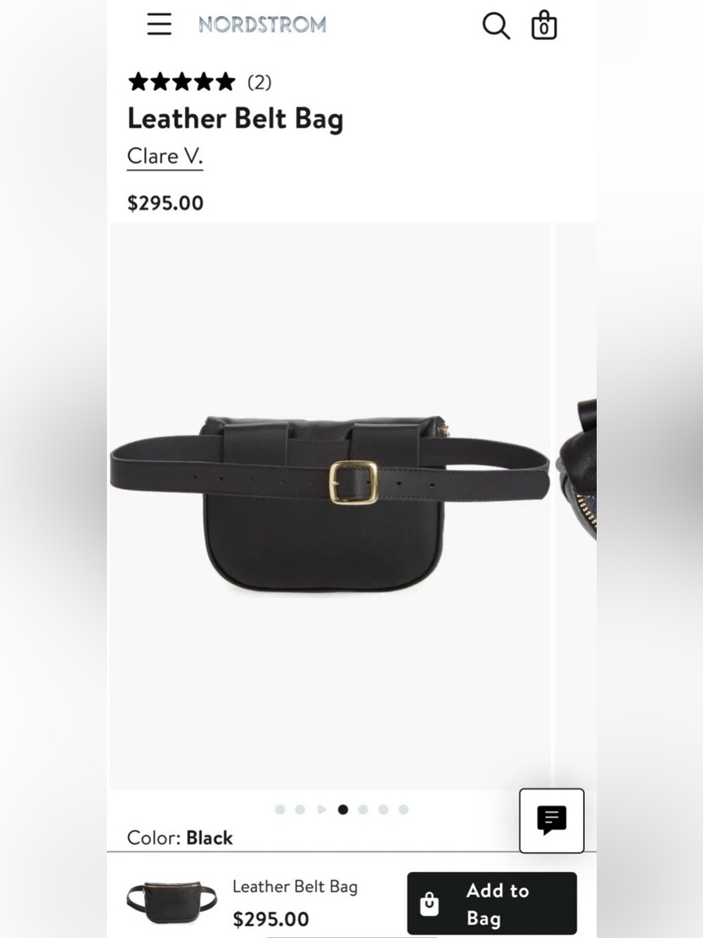 Clare V Black Leather Mini Belt Bag with Gold Buckle - MONOGRAMED “Zeta”